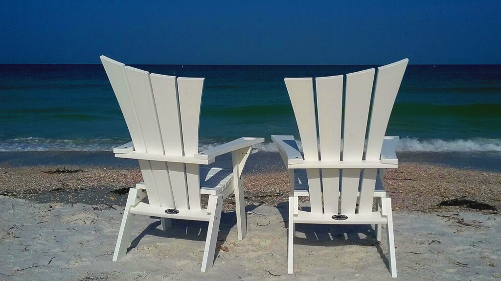 Adirondack White Chairs at the beach