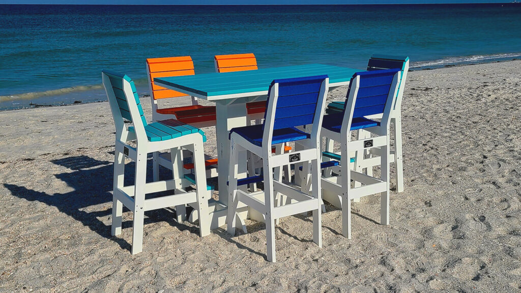 Patio Chairs with Table at Beach